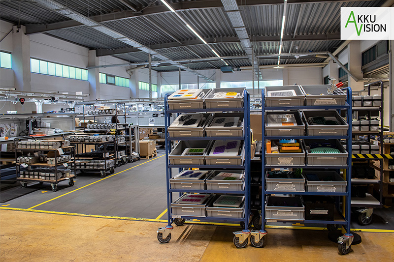 Produktionshalle für E-Bike Batterien